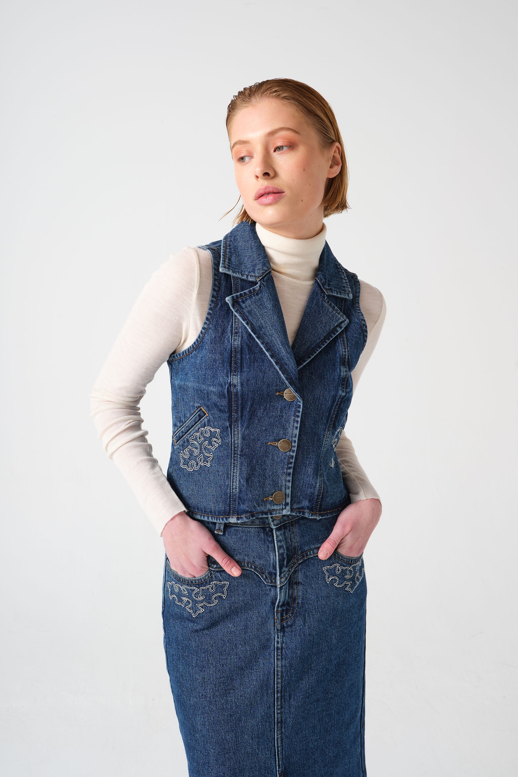 Embroidered Mia Waistcoat in Idaho Vintage