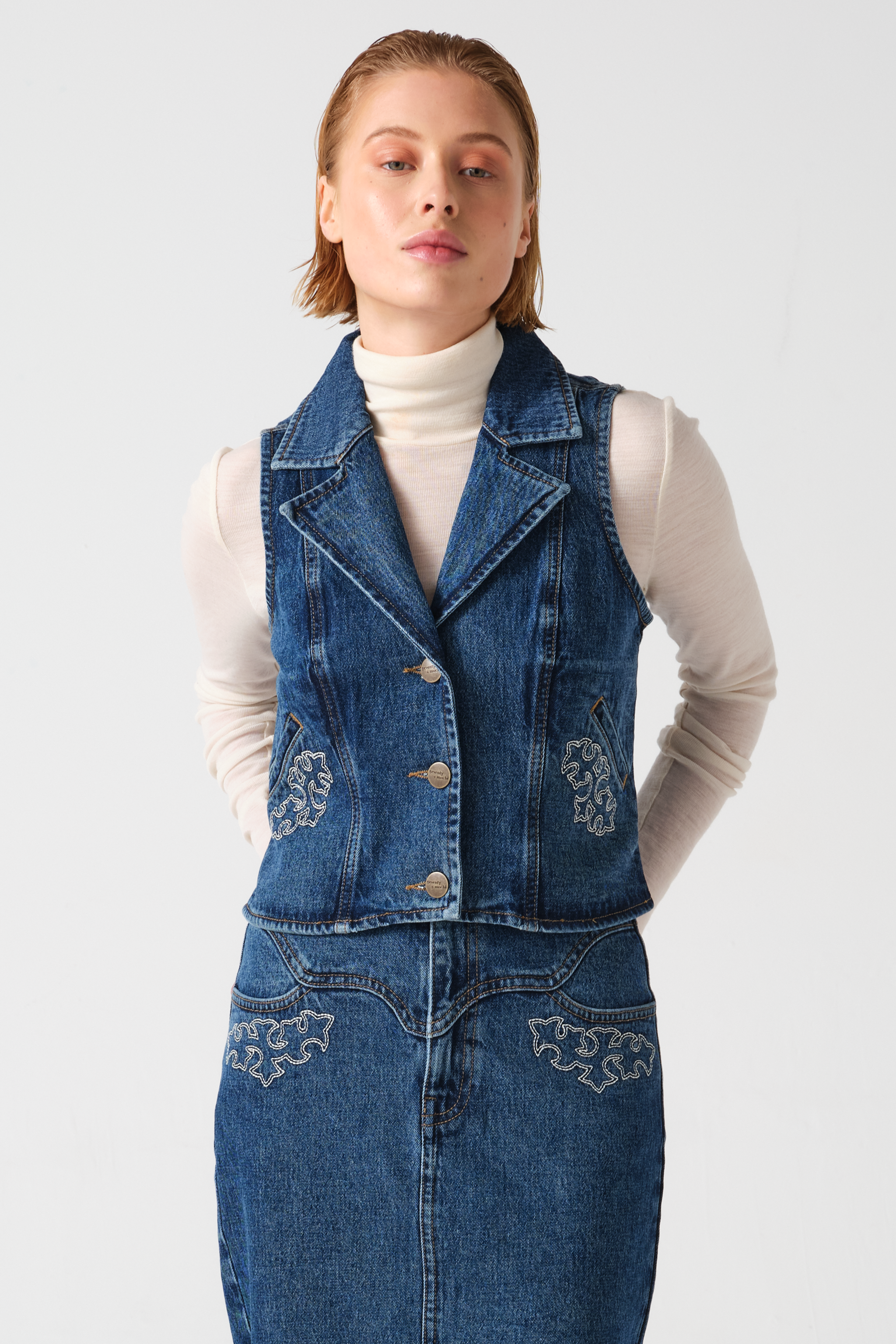 Embroidered Mia Waistcoat in Idaho Vintage