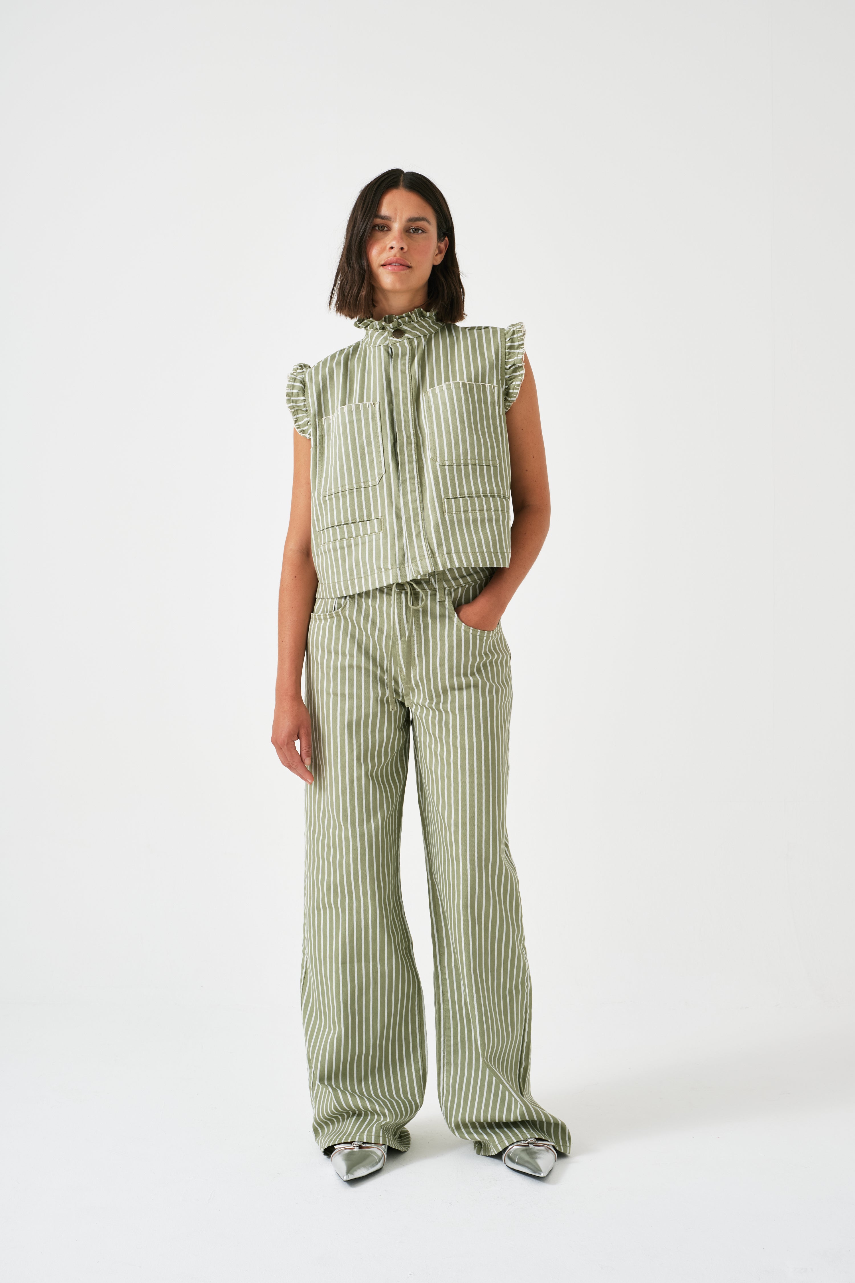 Blake Jean in Vintage Moss Wide Stripe