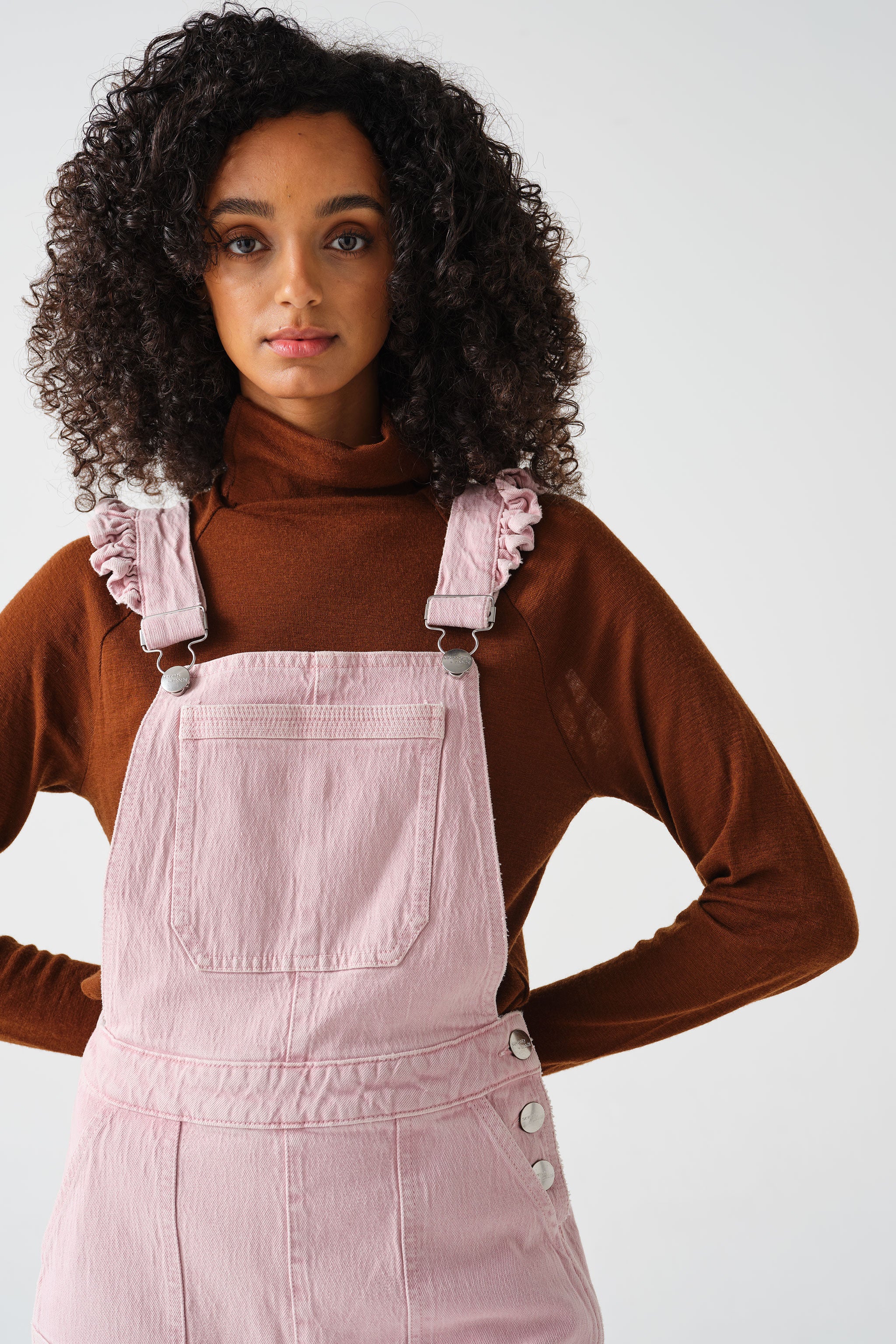 Elodie Frill Dungaree in Dusty Rose - seventy + mochi