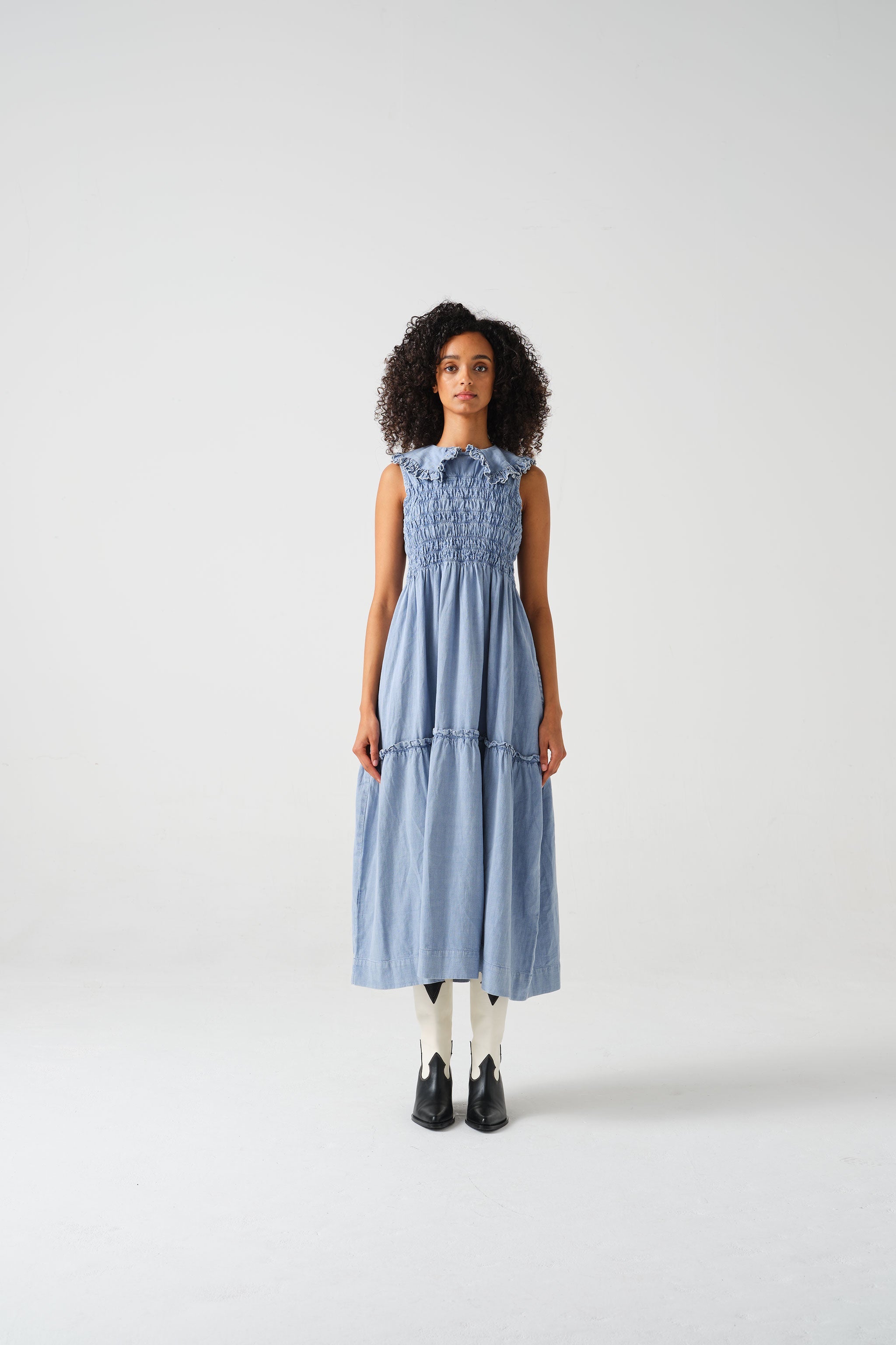 Sky Dress in Chambray Blue
