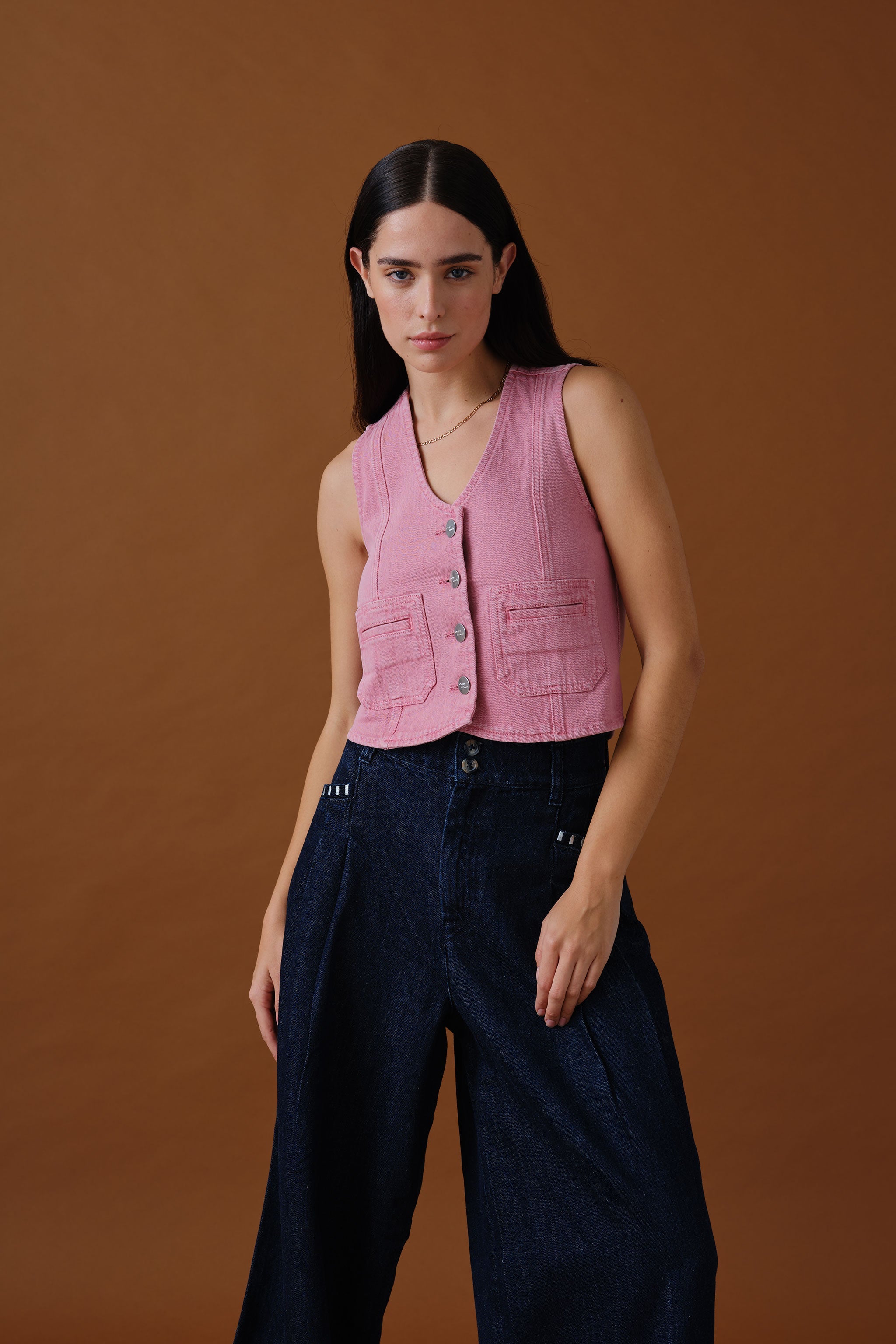 Bea Waistcoat in Powder Pink