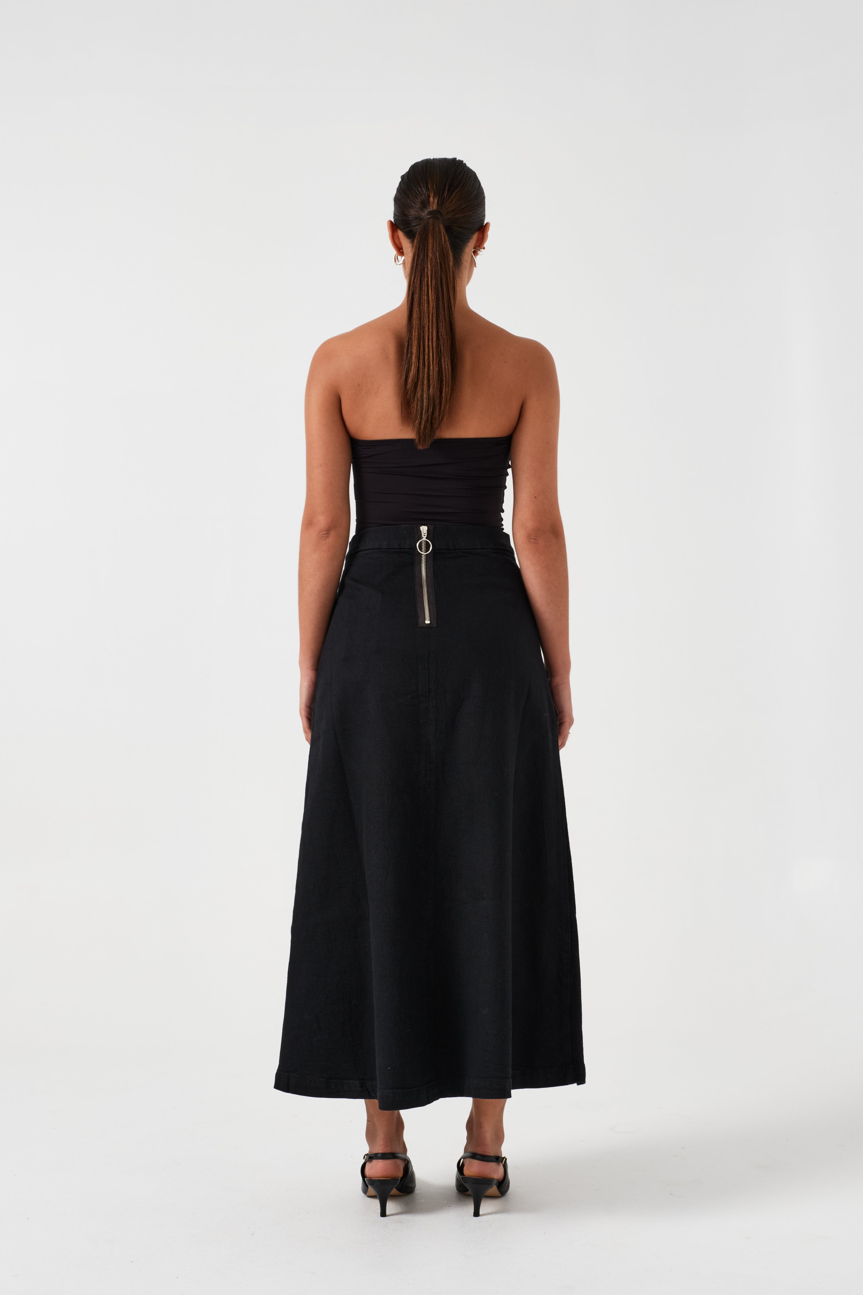 Faye Slip Skirt in Vintage Black