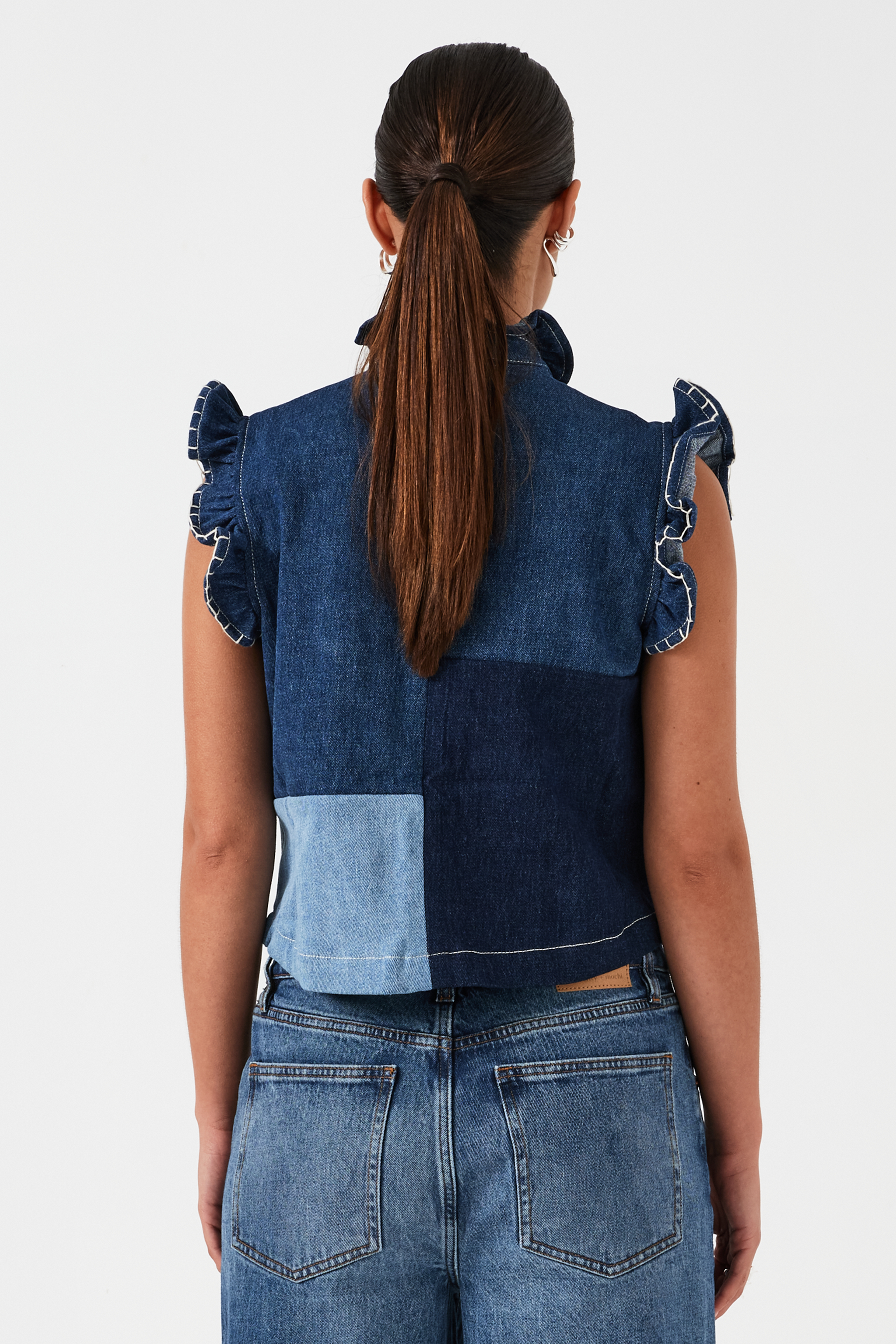 Pablo Waistcoat in Patched Denim