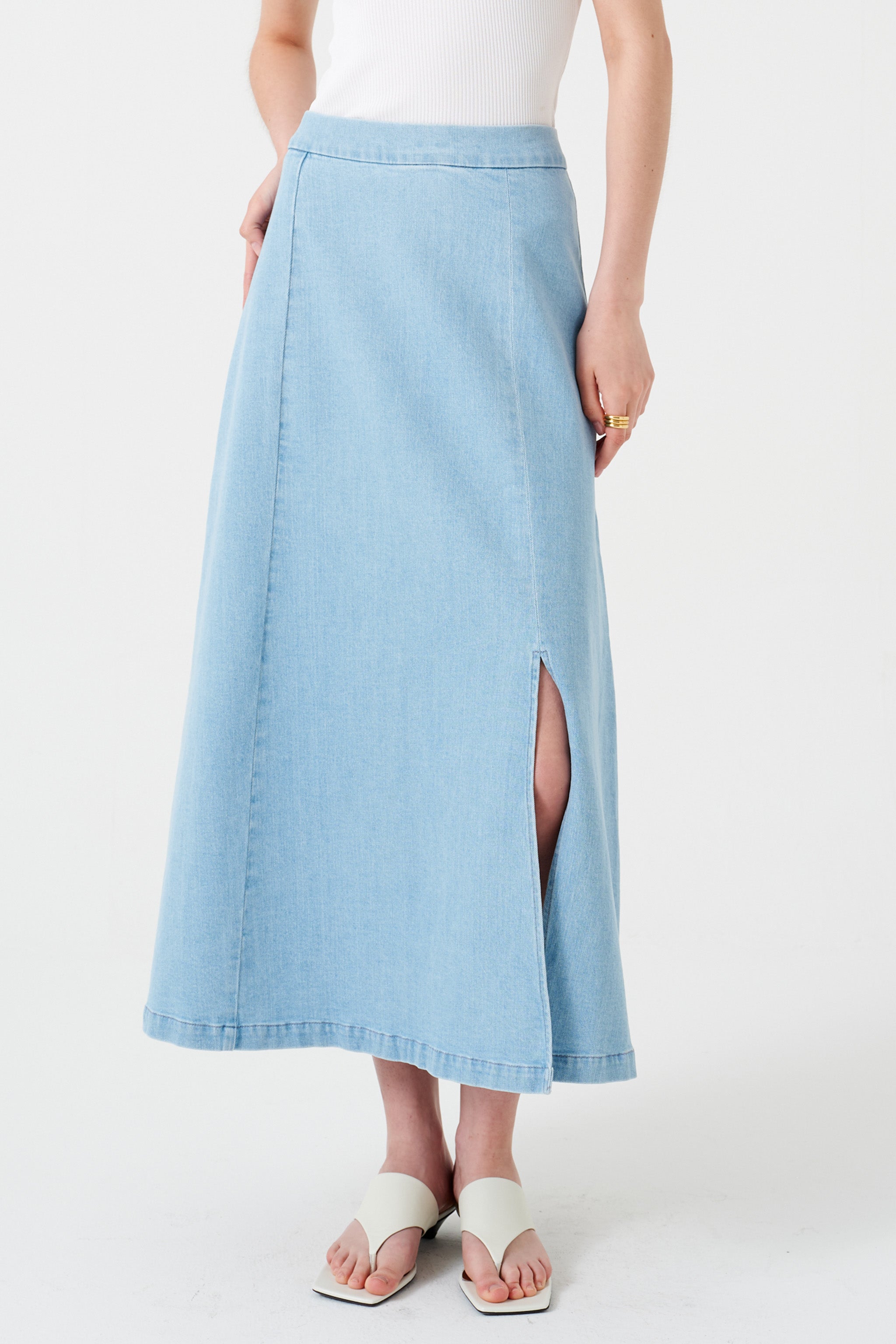 Faye Slip Skirt in Oceanic Blue