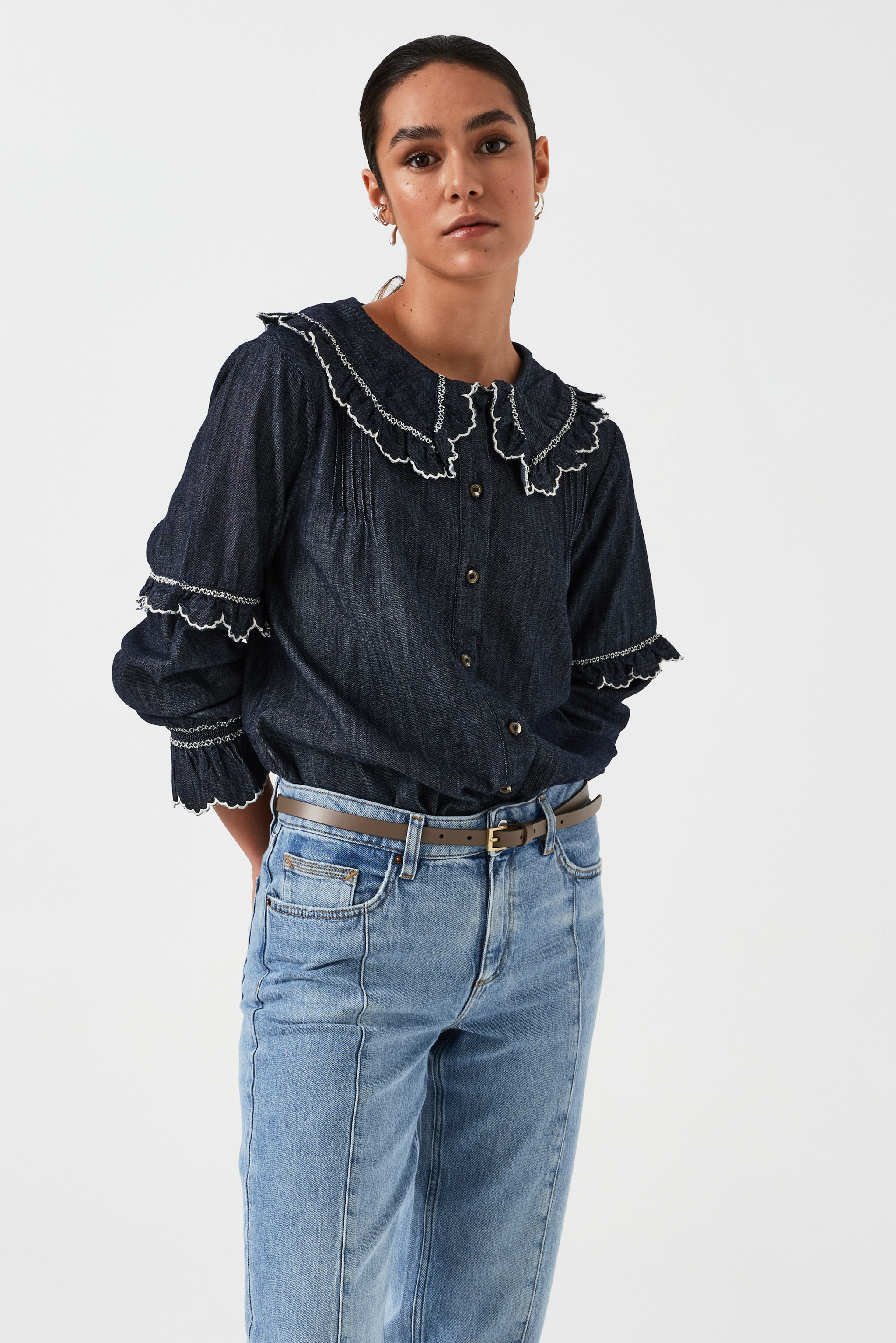 Phoebe Blouse in Indigo Rinse