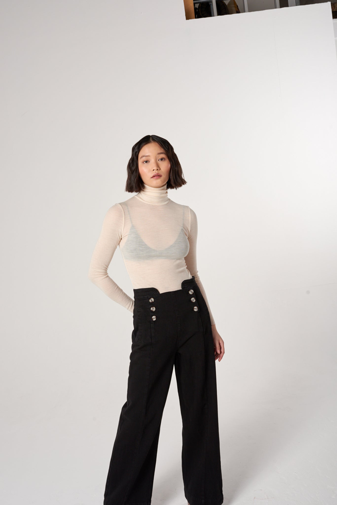 Marie Sailor Jean in Black Denim - seventy + mochi