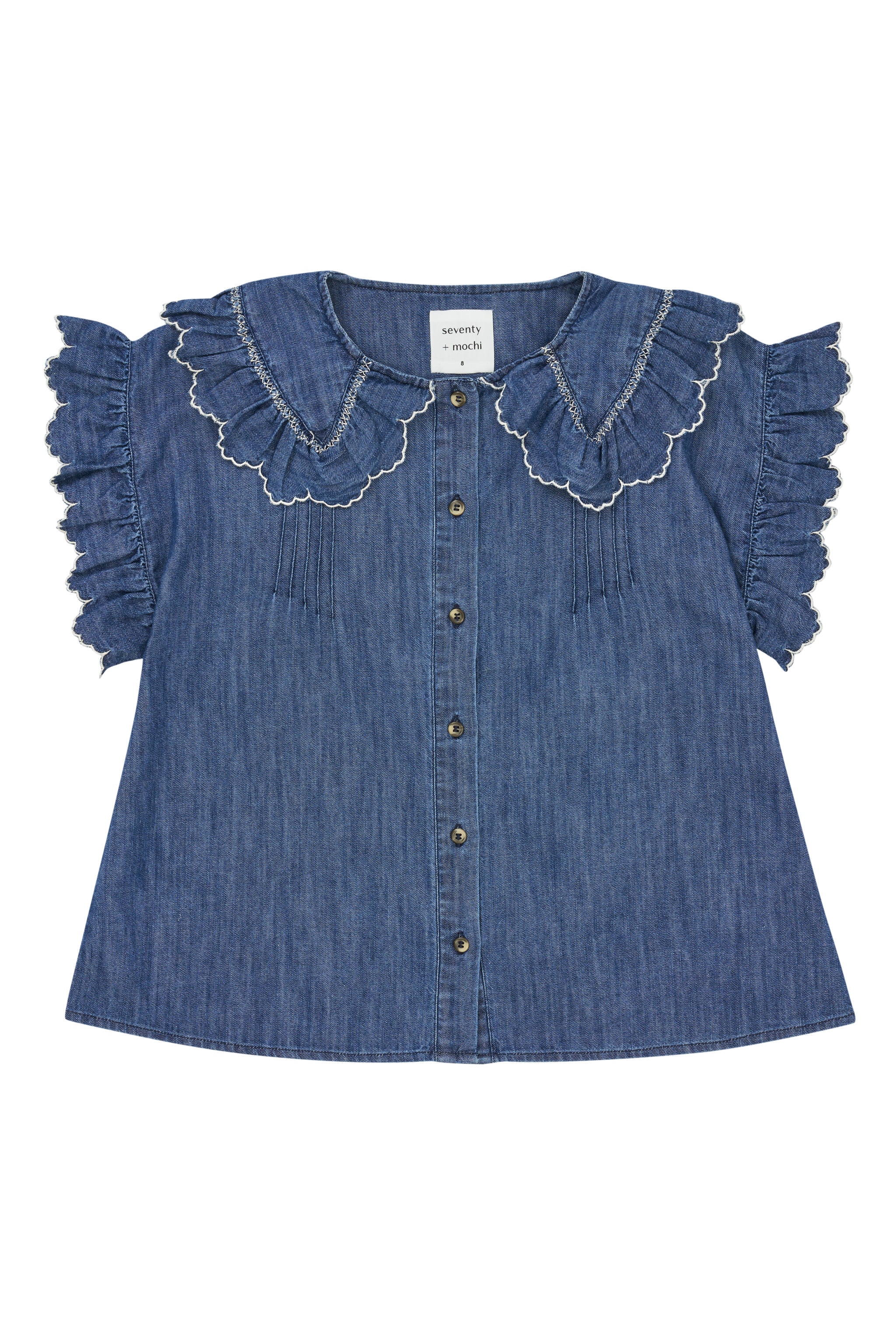 Phoebe Blouse Short Sleeve in Washed Indigo