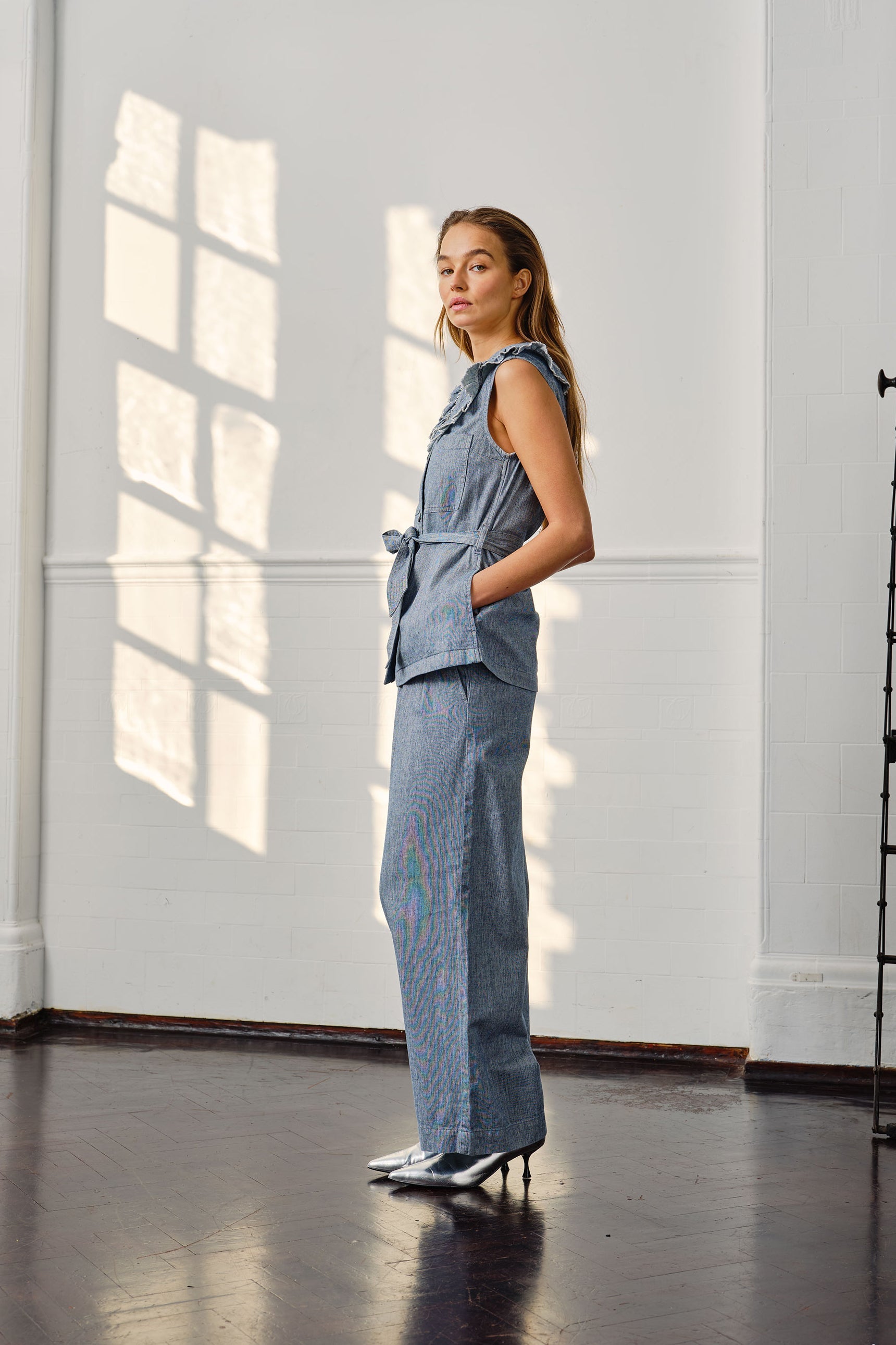 Phoebe Waistcoat in Indigo Linen - seventy + mochi